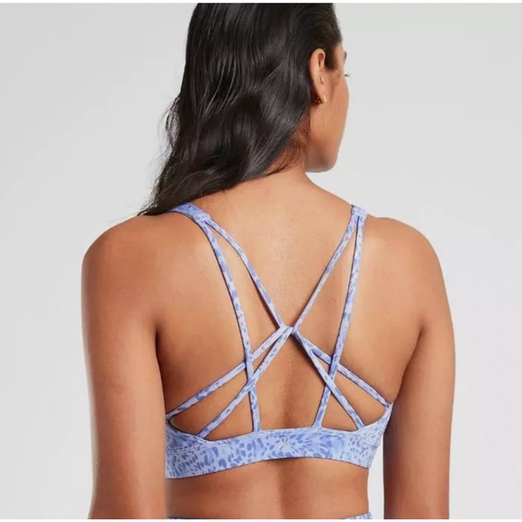 Athleta Solace Printed‎ Bra D-DD Periwinkle Blue 3X NWT $54 Performance Wicking - Picture 3 of 6